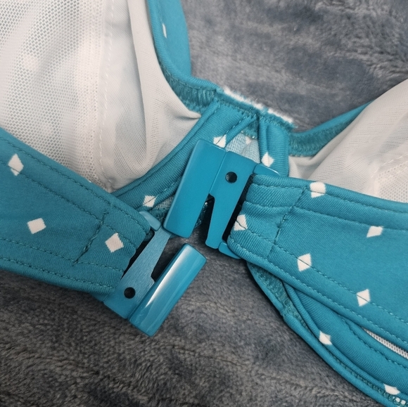 NWT! Freya Tie Neck Blue With White Dots Bikini Top! - Picture 4 of 5